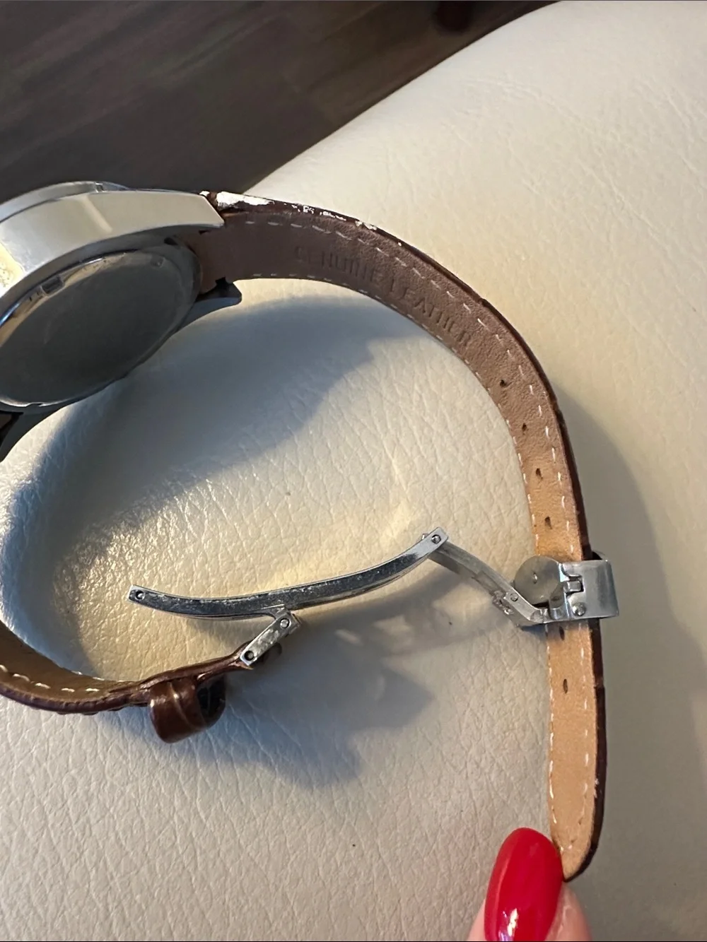 Romanson Silver Dial Watch with Brown Leather Strap